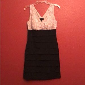 Enfocus Studio Black and Nude Cocktail Dress